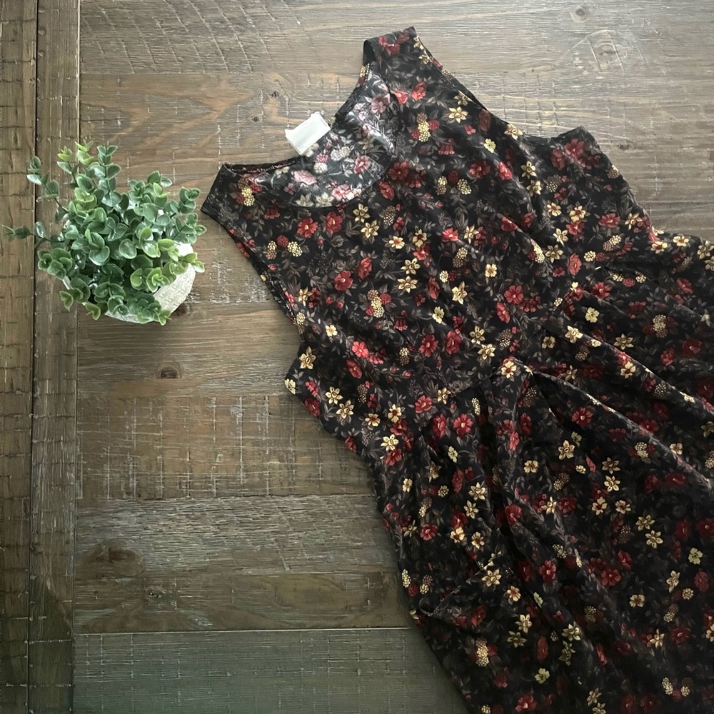Vintage 90's A-Line Floral Sun Dress Size Medium